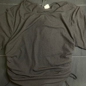 Black cinched crop top